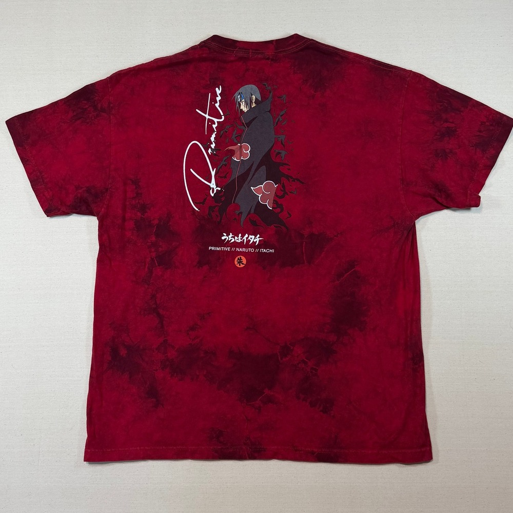 Primitive Naruto Shippuden Itachi Uchiha Tie Dye T-Shirt Red Black XL Mens